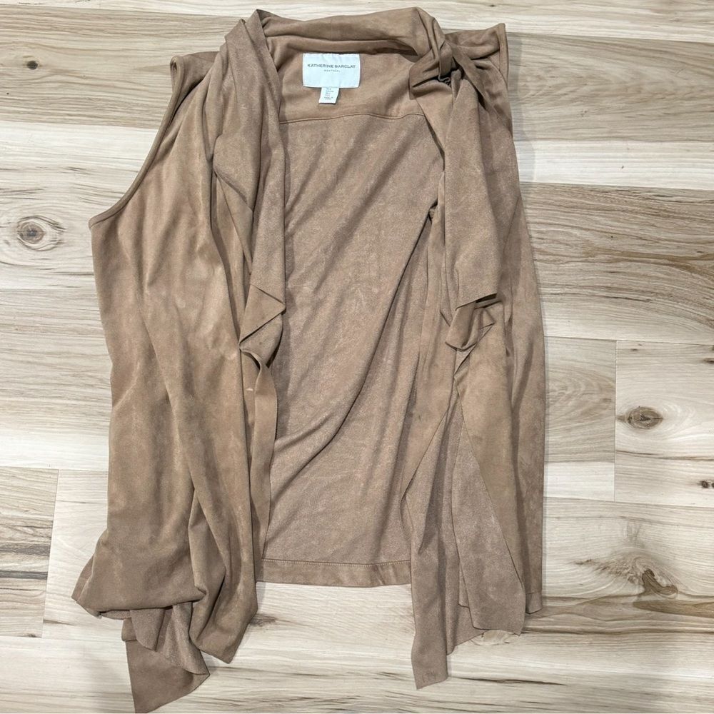Katherine Barclay Montreal Cardigan Tan Suede Vest Women’s Large